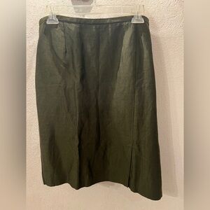 Kate Hill Olive Green Linen Pencil Skirt ~ size 16